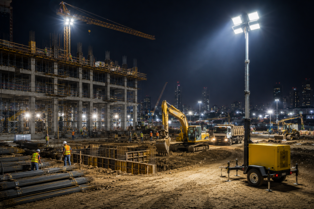 Iluminação profissional LED para obras e infraestrutura